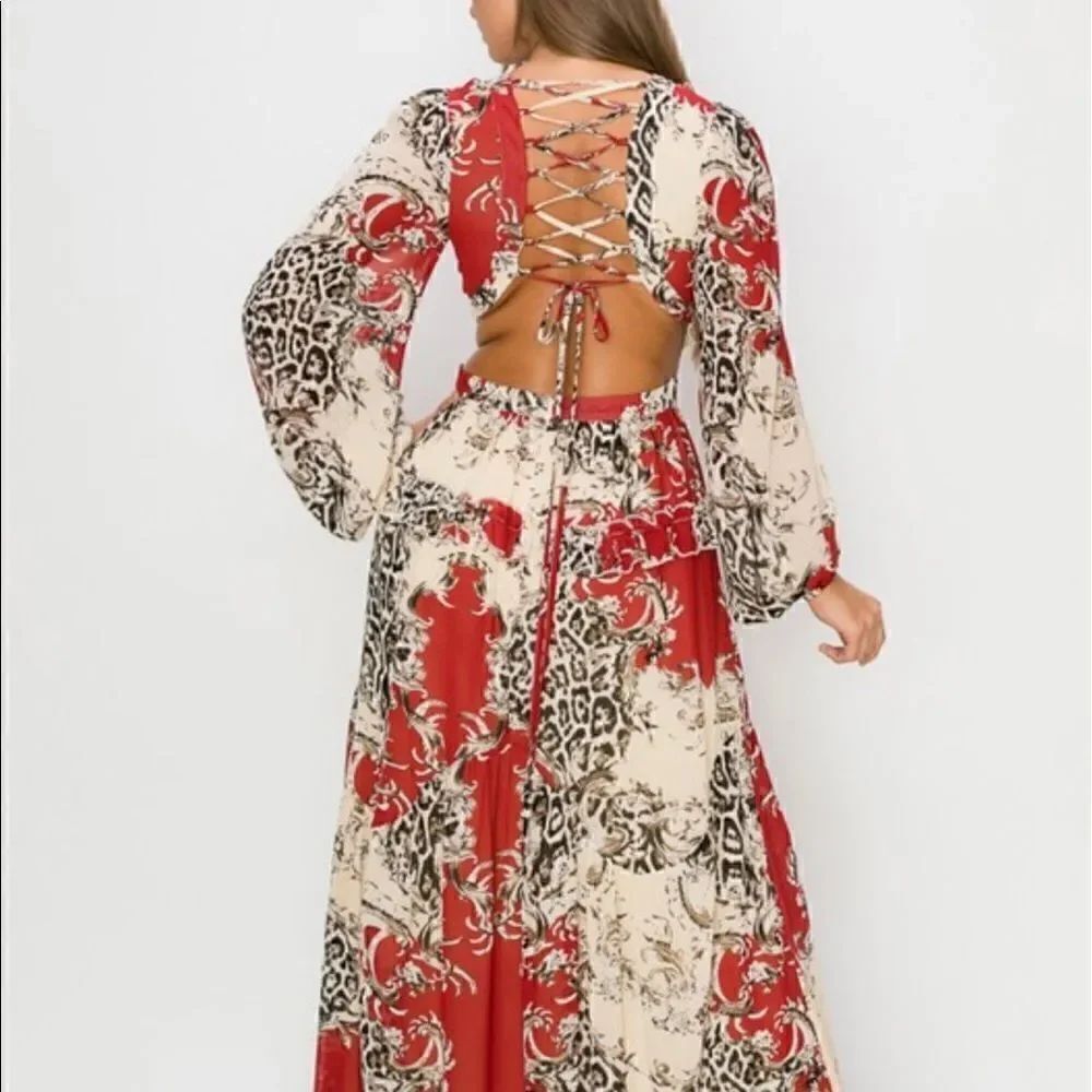 Red Leopard Maxi Dress - Picture 2 of 14